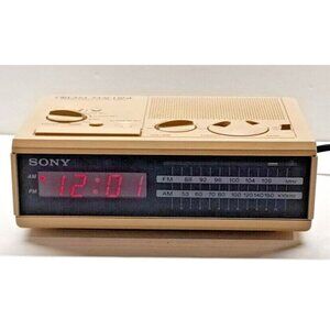 Vintage SONY Dream Machine FM/AM Digital Alarm Clock Radio ICF-C2W Tan Beige